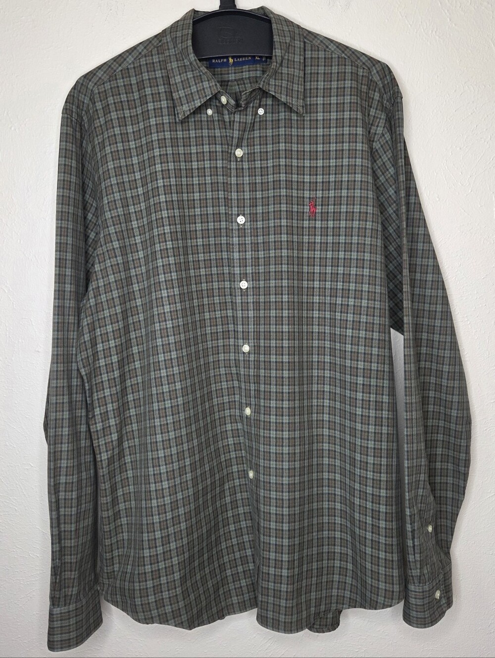 Ralph Lauren Men’s XL Plaid Cotton Button Down Shirt Pony Logo Preppy